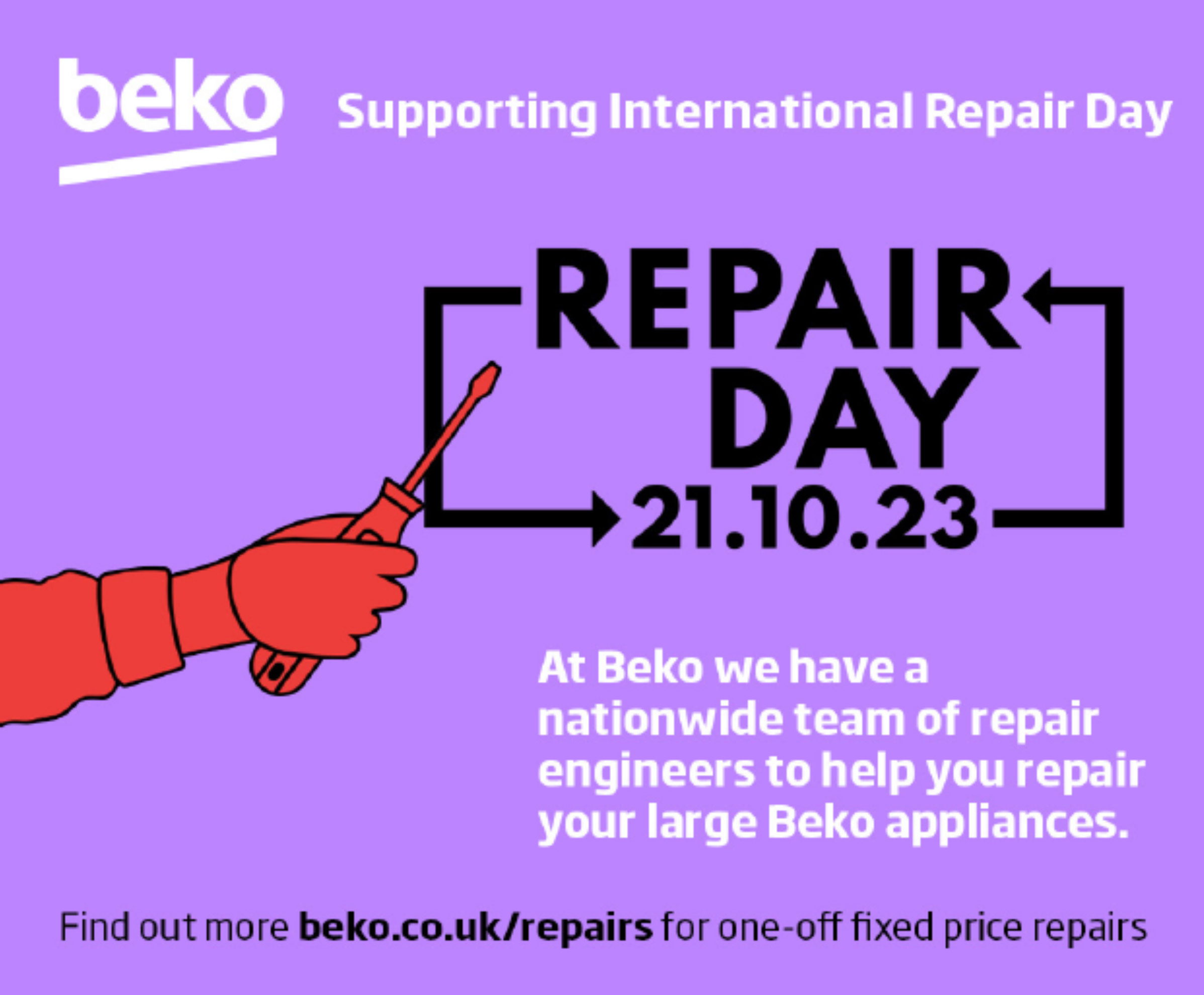 Beko celebrated International Repair Day by encouraging customers to repair appliances with its dedicated service